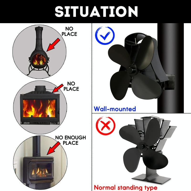 4-Blade Fireplace Stove Fan | Heat Powered | Aluminum (Variant 3)