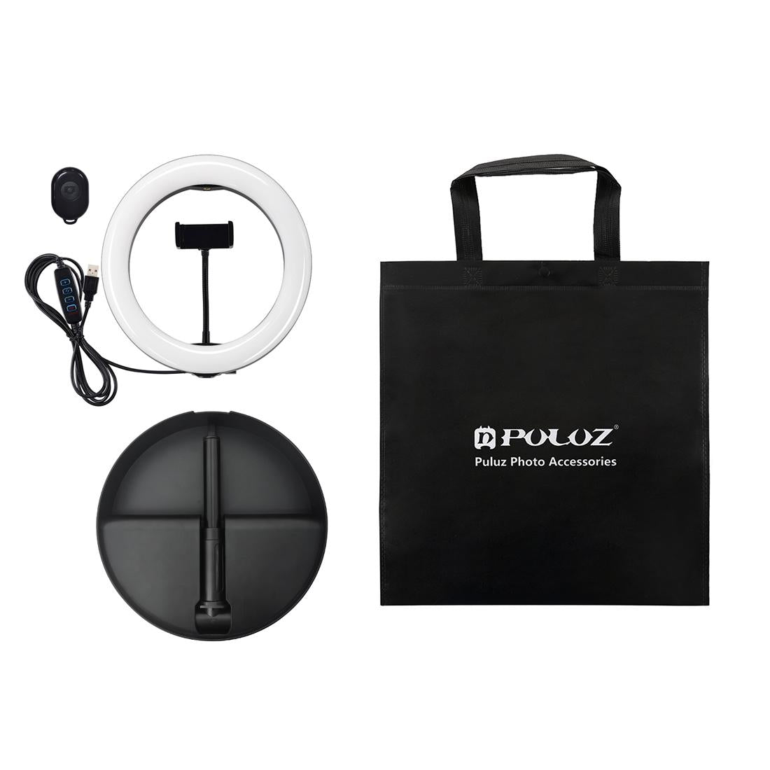 10.2" Dual - Colour LED Ring Light with USB Bluetooth Remote & Phone Holder | White