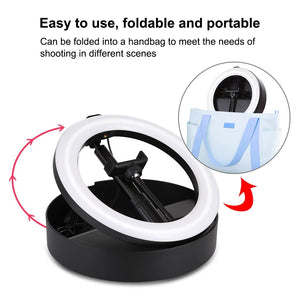 10.2" Dual-Colour LED Ring Light with USB Bluetooth Remote & Phone Holder | White