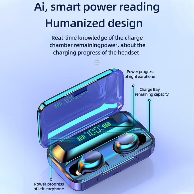 Bluetooth Earphone | Noise Reduction | LED Display | Black | IP6D1057W | LED Light | White