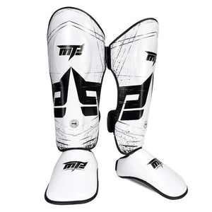 Thickened Leg Guards for Freestyle Grappling, Thai Boxing & Taekwondo | White