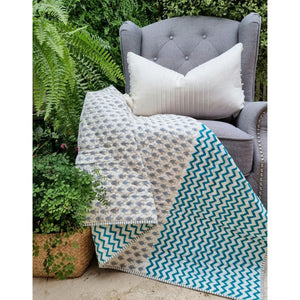 GOTS Certified Organic Cotton Reversible Baby Quilt | 100x120cm | Little Fish (Blue)