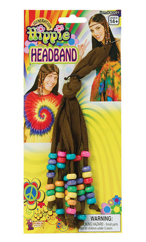 Hippie Headband with Beads | Hippy Love 60s Costume | Dress Up Hairband