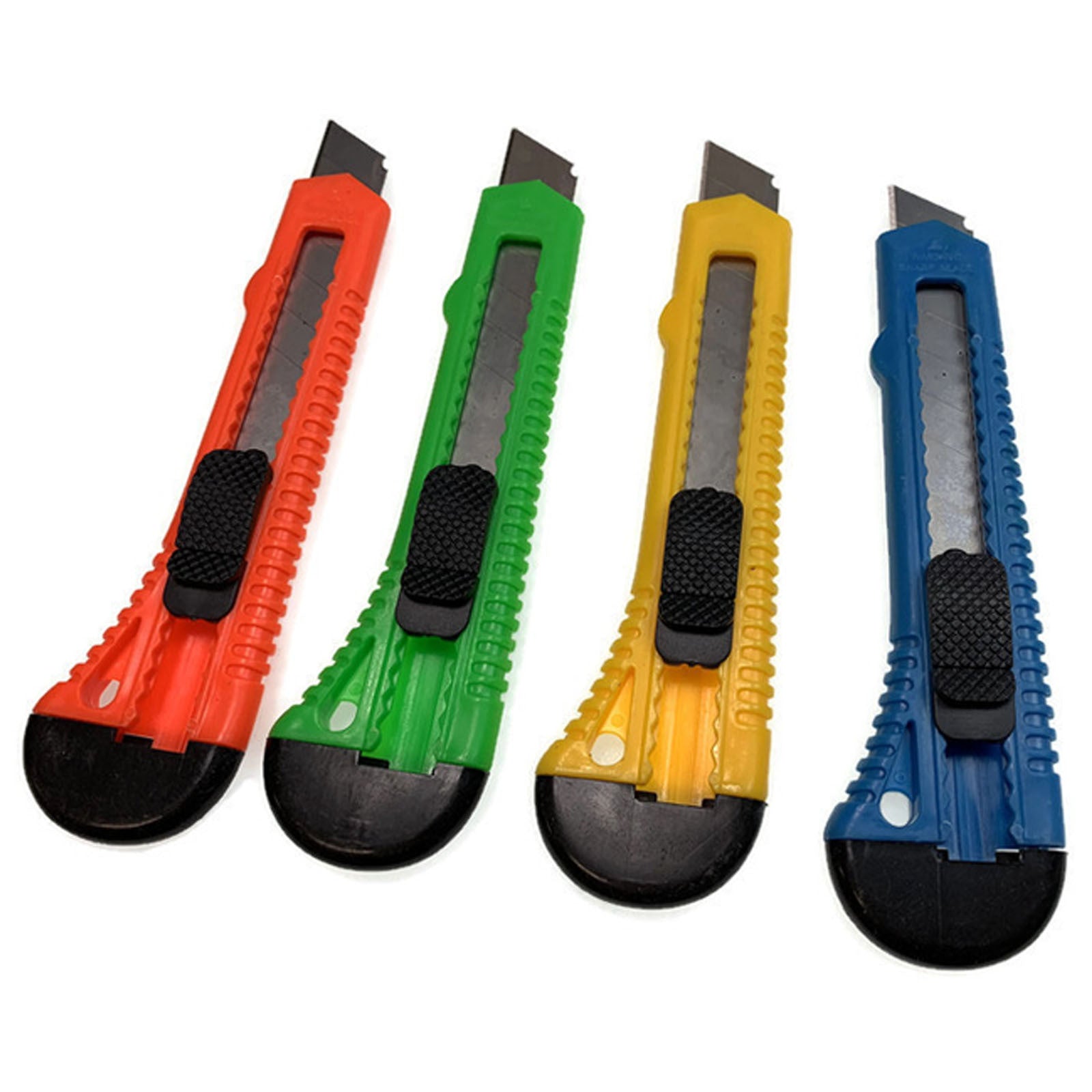 Box Cutter Knife Set | 4pc | 10.8mm Retractable Blade | Utility Razor Durable Opener