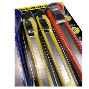 Box Cutter Knife Set | 4pc | Retractable Blade | Snap-Off Utility Knives | 18mm