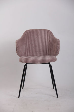Set of 4 Dining Chairs | Corduroy Cord Fabric | Pink