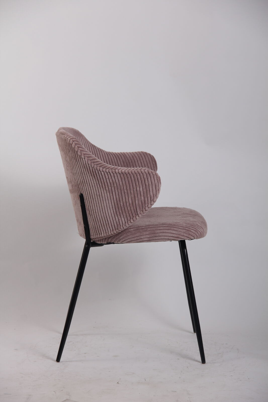 Set of 4 Dining Chairs | Corduroy Cord Fabric | Pink
