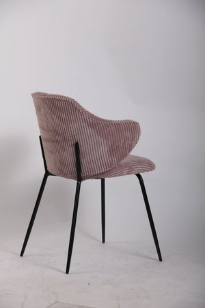 Set of 4 Dining Chairs | Corduroy Cord Fabric | Pink