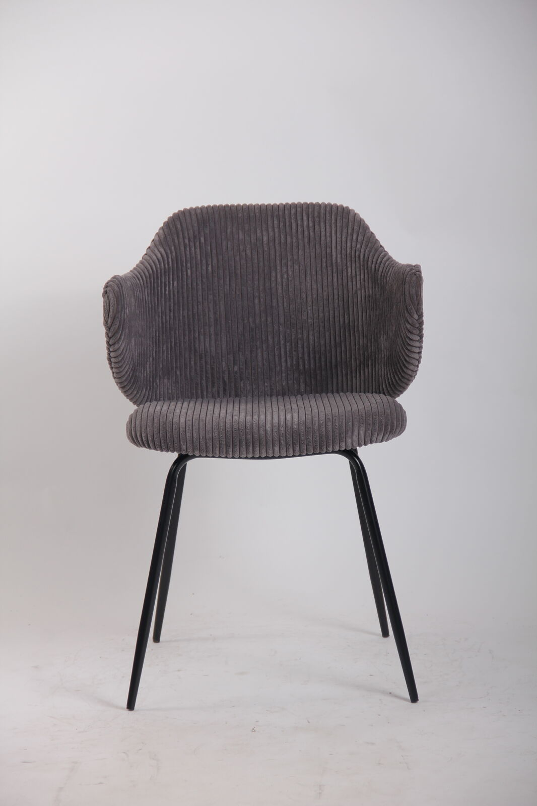 Set of 2 Dining Chairs | Corduroy Cord Fabric | Dark Grey Lincoln