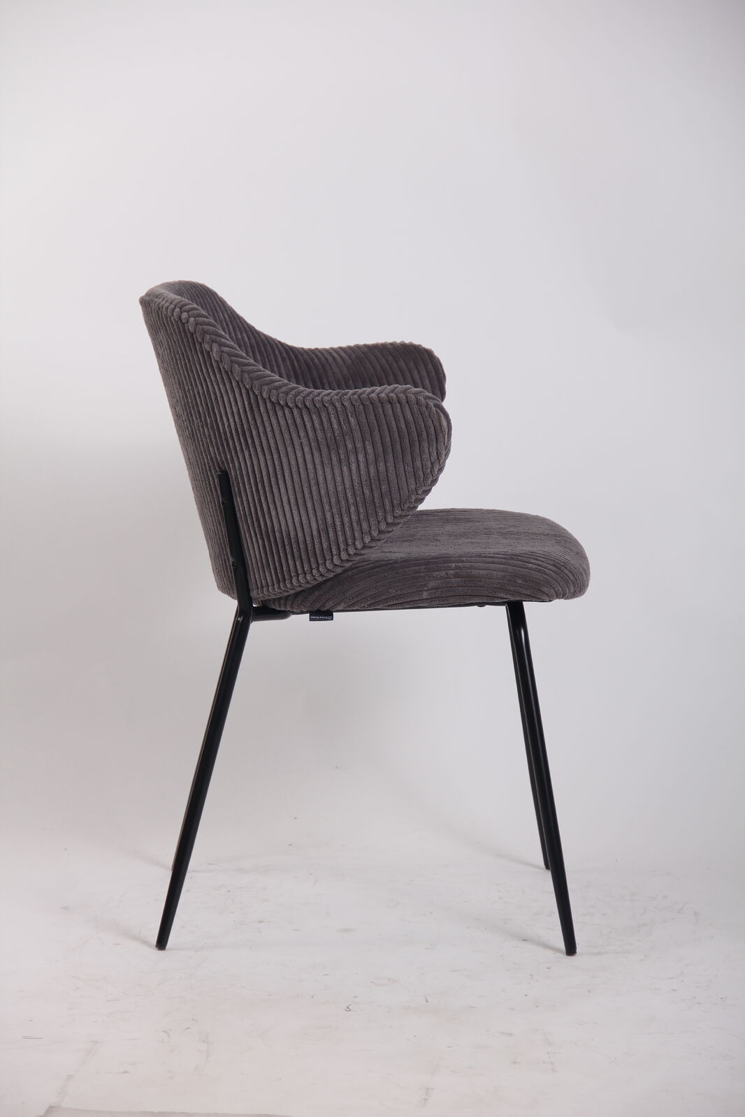Set of 4 Dining Chairs | Corduroy Cord Fabric | Dark Grey Lincoln