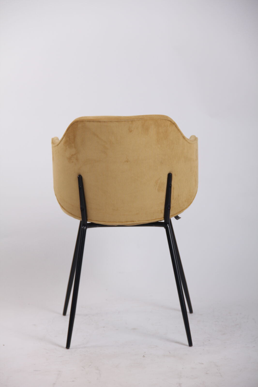 Set of 4 Dining Chairs | Corduroy Cord Fabric | Metal Legs | Mustard Yellow