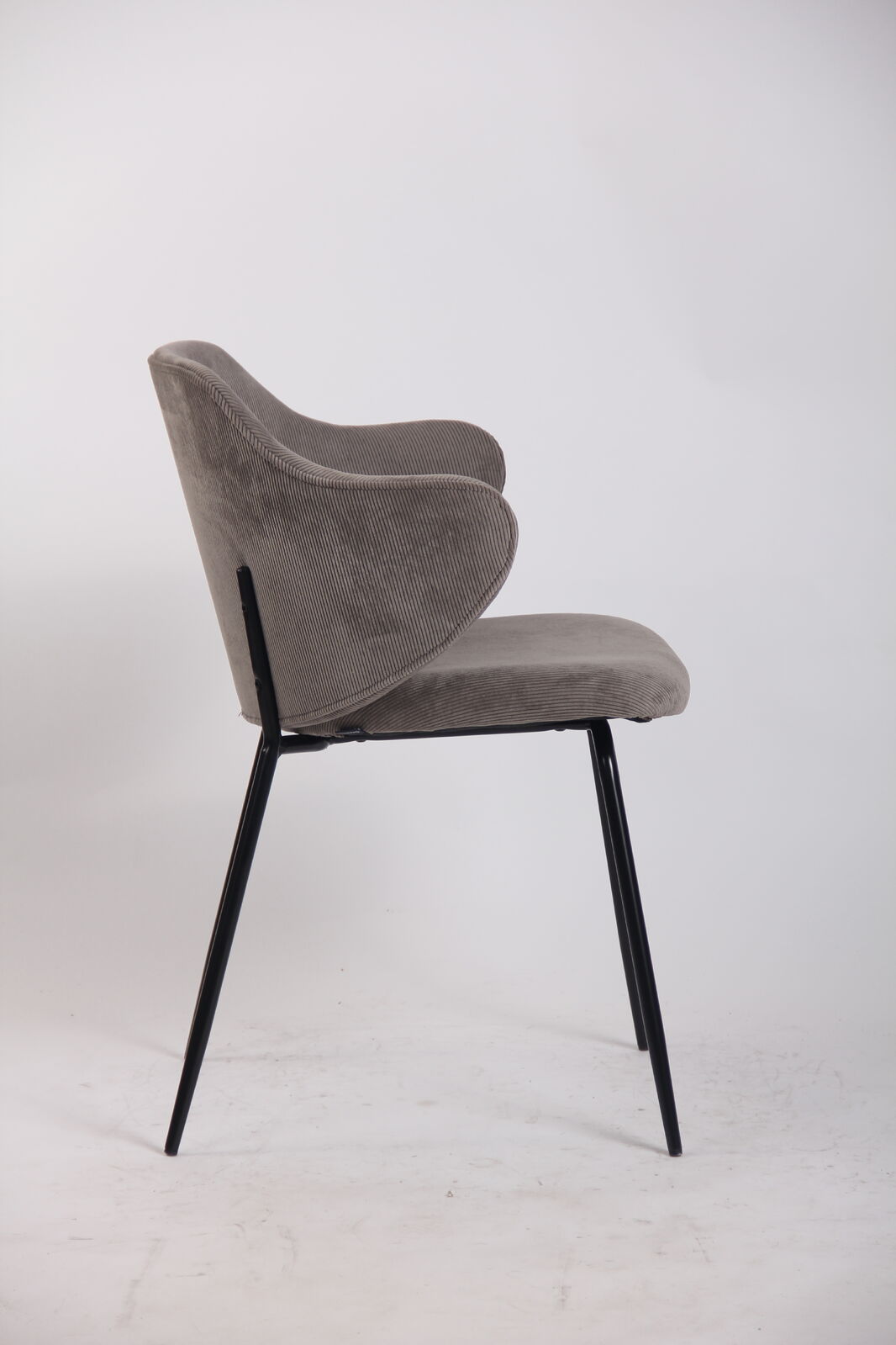 Set of 2 Dining Chairs | Corduroy Cord Fabric | Grey