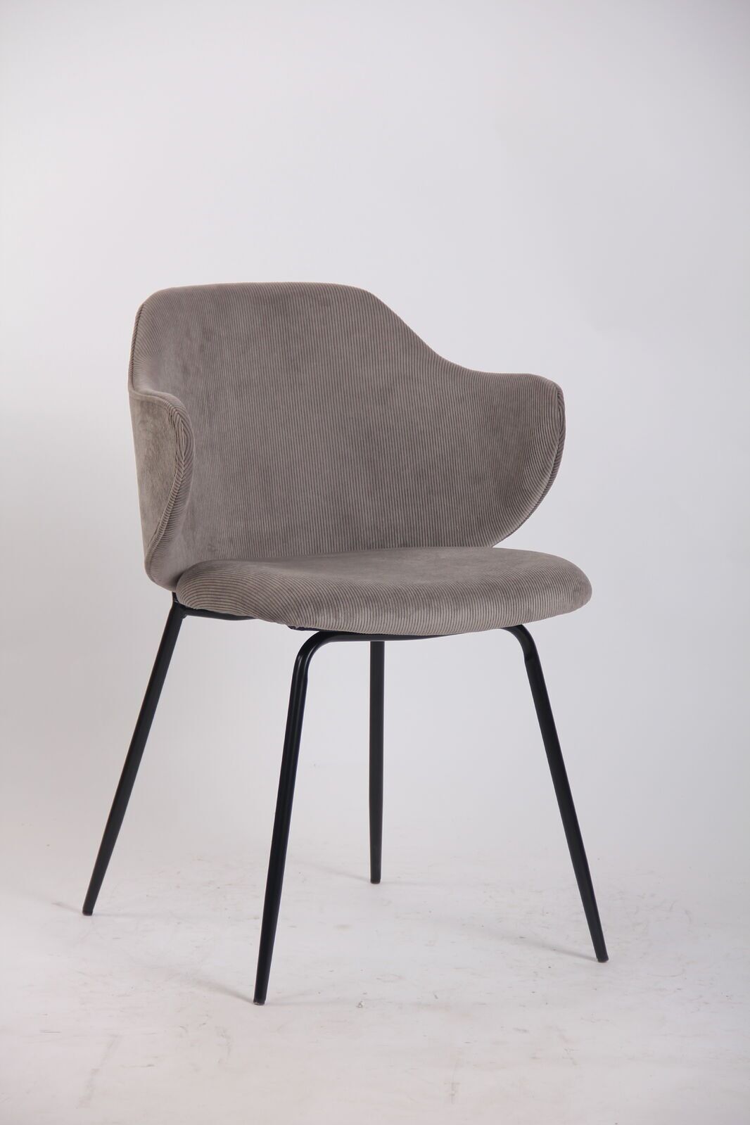 Set of 2 Dining Chairs | Corduroy Cord Fabric | Grey