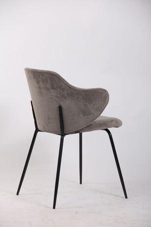 Set of 4 Dining Chairs | Corduroy Cord Fabric | Grey