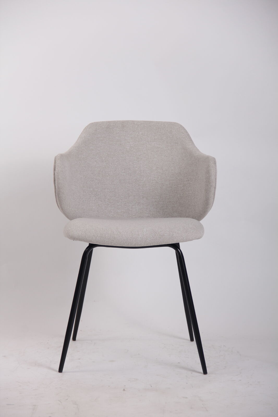 Set of 4 Dining Chairs | Fabric | Metal Legs | Ivory Beige