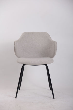 Set of 4 Dining Chairs | Fabric | Metal Legs | Ivory Beige