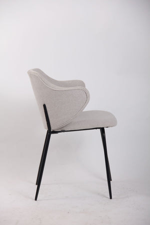 Set of 4 Dining Chairs | Fabric | Metal Legs | Ivory Beige