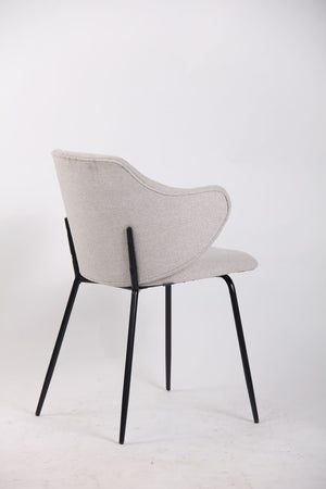 Set of 4 Dining Chairs | Fabric | Metal Legs | Ivory Beige