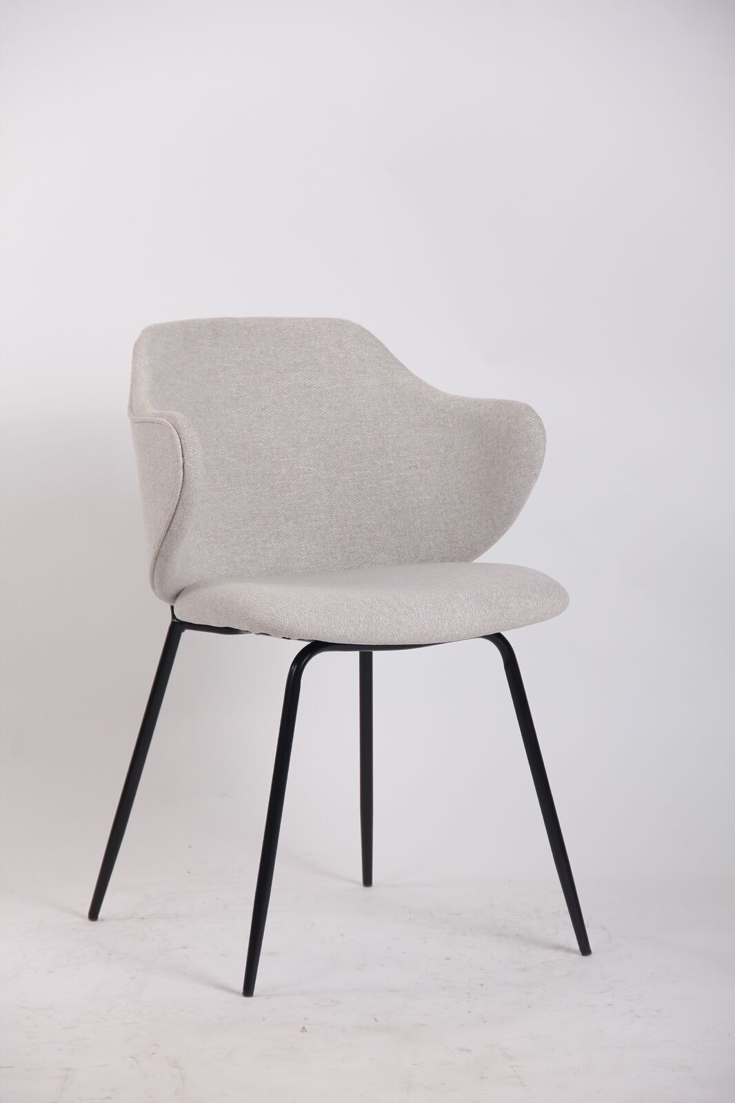 Set of 4 Dining Chairs | Fabric | Metal Legs | Ivory Beige