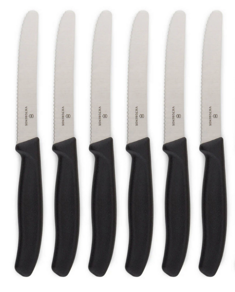 6x Victorinox Standard Wavy Edge Steak & Tomato Knife | Black