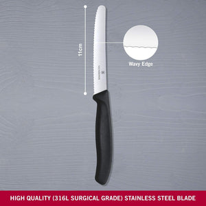 6x Victorinox Standard Wavy Edge Steak & Tomato Knife | Black