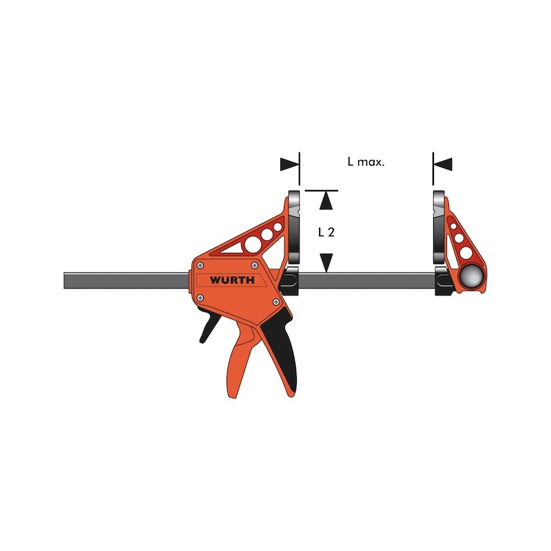 Wurth Quick-Grip Bar Clamp | 300mm | One-Handed F Clamp | Hand Trigger Action | Heavy Duty