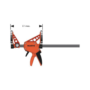 Wurth Quick-Grip Bar Clamp | 300mm | One-Handed F Clamp | Hand Trigger Action | Heavy Duty