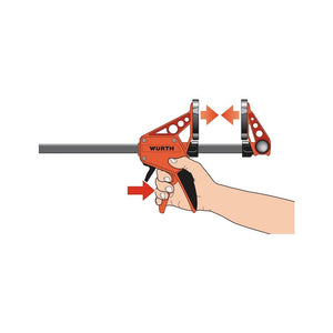 Wurth Quick-Grip Bar Clamp | 300mm | One-Handed F Clamp | Hand Trigger Action | Heavy Duty