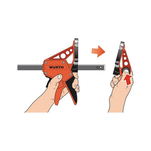 Wurth Quick-Grip Bar Clamp | 300mm | One-Handed F Clamp | Hand Trigger Action | Heavy Duty