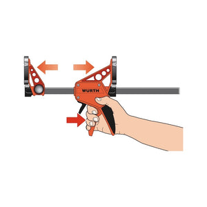 Wurth Quick-Grip Bar Clamp | 300mm | One-Handed F Clamp | Hand Trigger Action | Heavy Duty