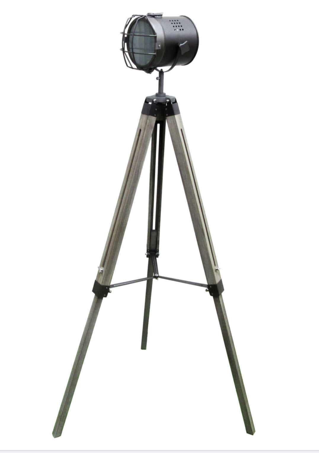 139cm Nautical Tripod Floor Lamp | Steel Grey Searchlight Spotlight | Modern Design