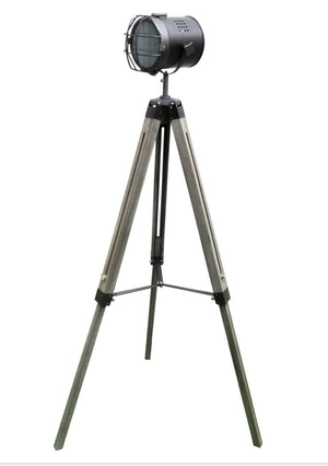 139cm Nautical Tripod Floor Lamp | Steel Grey Searchlight Spotlight | Modern Design