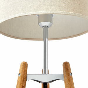 73cm Bamboo Tripod Table Lamp | Modern Vintage Design | Beige Linen Shade