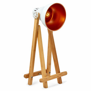 61cm Bamboo Easel Table Lamp | Modern Scandi Designer Desk Light | Bedroom/Office