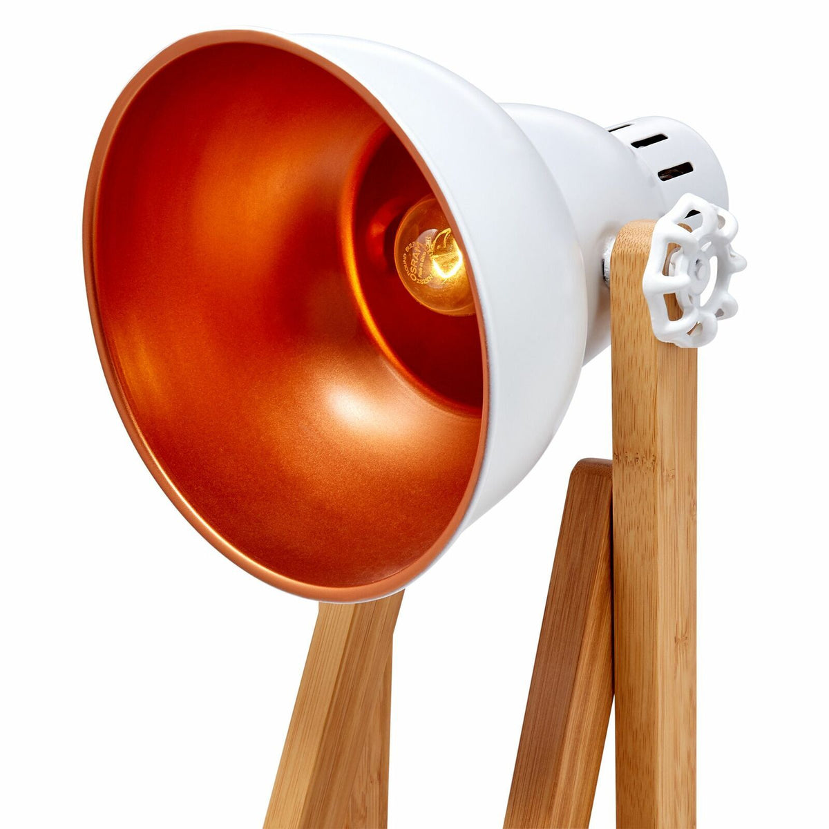 61cm Bamboo Easel Table Lamp | Modern Scandi Designer Desk Light | Bedroom/Office