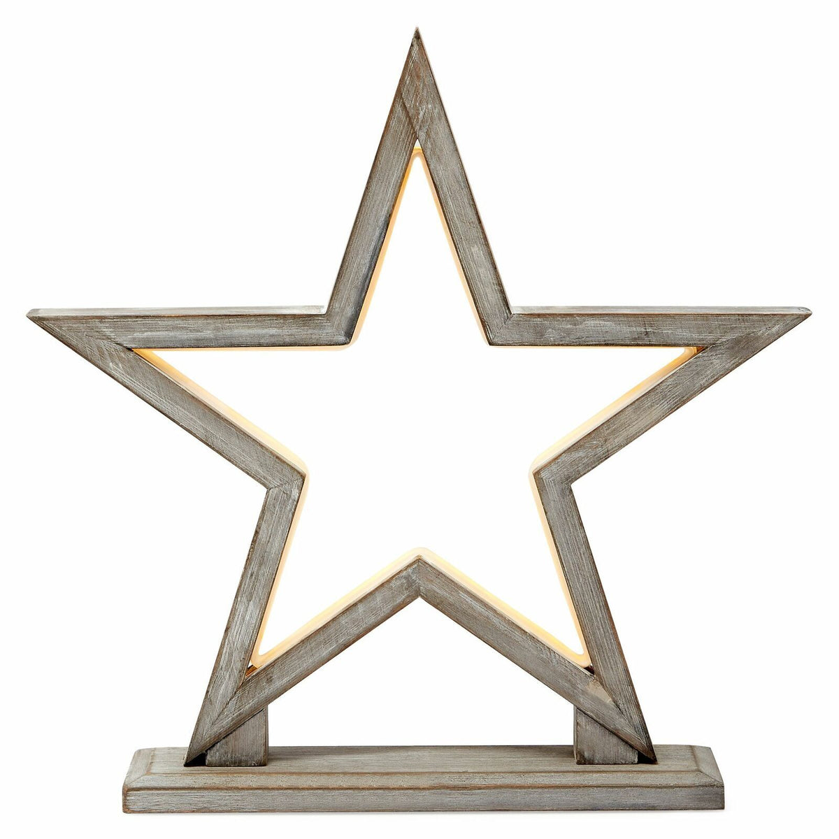 33cm Bamboo Star LED Table Lamp | Modern Bedside Light | Antique Timber Finish