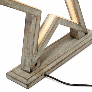 33cm Bamboo Star LED Table Lamp | Modern Bedside Light | Antique Timber Finish