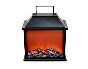 LED Fireplace Lantern | 31.5cm | Battery Operated | Metal/Glass | Home Decor | Large