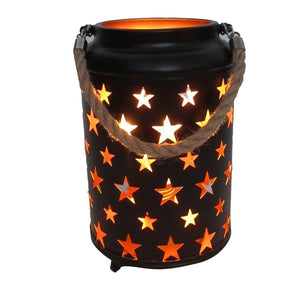 20cm Starry LED Lantern Light with Rope Handle | Star Bedside Table Desk Lamp