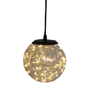 Glass LED Pendant Light with Timer | Hanging Lantern Lamp | Round Design
