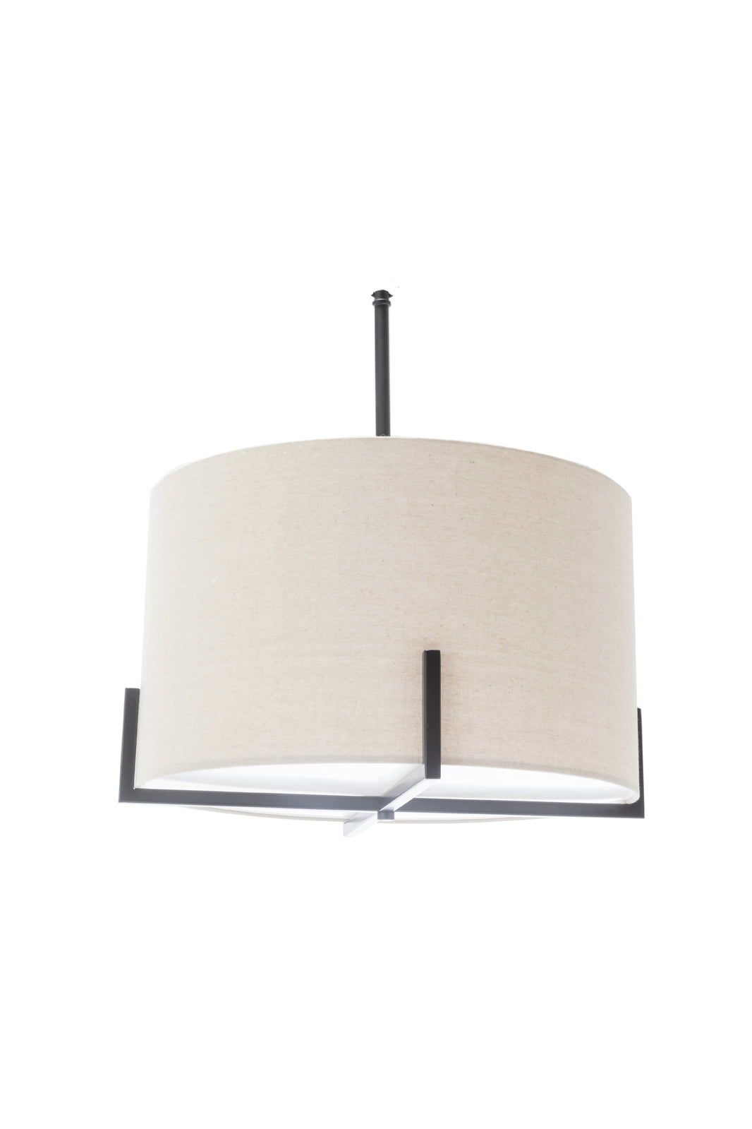 Modern Scandi Metal Hanging Pendant Lamp | Linen Shade Light | Matte Black