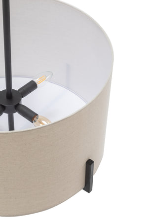 Modern Scandi Metal Hanging Pendant Lamp | Linen Shade Light | Matte Black