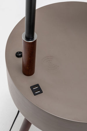 Florence Tripod Lamp with Shelf Storage Drawer | Bedside Table Light with USB Charger