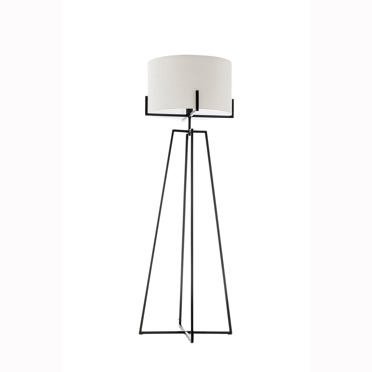 Modern Dimmable Floor Lamp | Linen Shade | Designer Bedroom Lighting | Matte Black