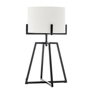 Modern Scandi Metal Dimmable Table Desk Lamp | Linen Shade | Matte Black