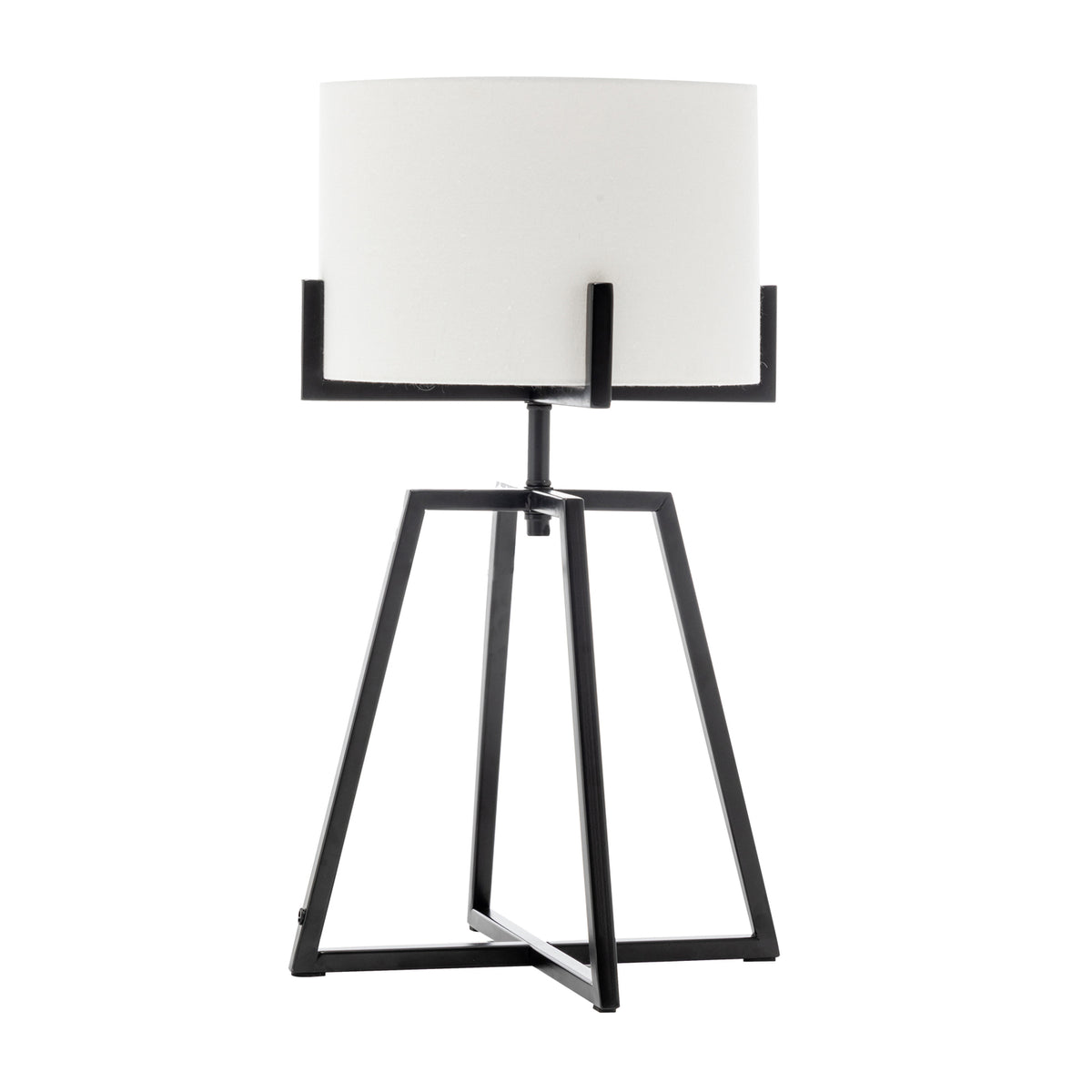 Modern Scandi Metal Dimmable Table Desk Lamp | Linen Shade | Matte Black