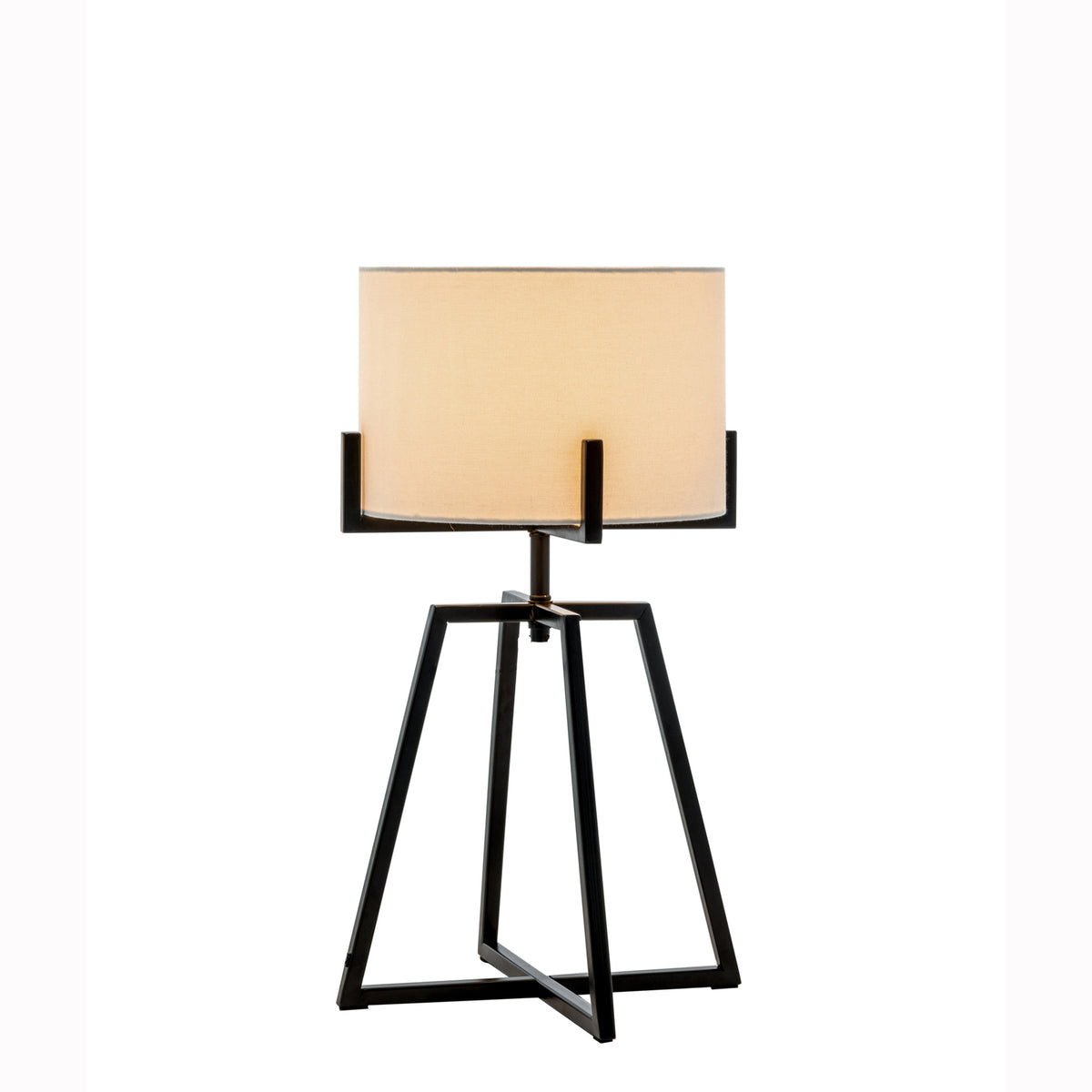 Modern Scandi Metal Dimmable Table Desk Lamp | Linen Shade | Matte Black