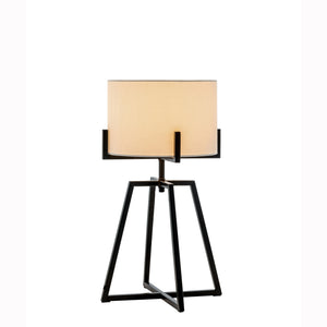 Modern Scandi Metal Dimmable Table Desk Lamp | Linen Shade | Matte Black