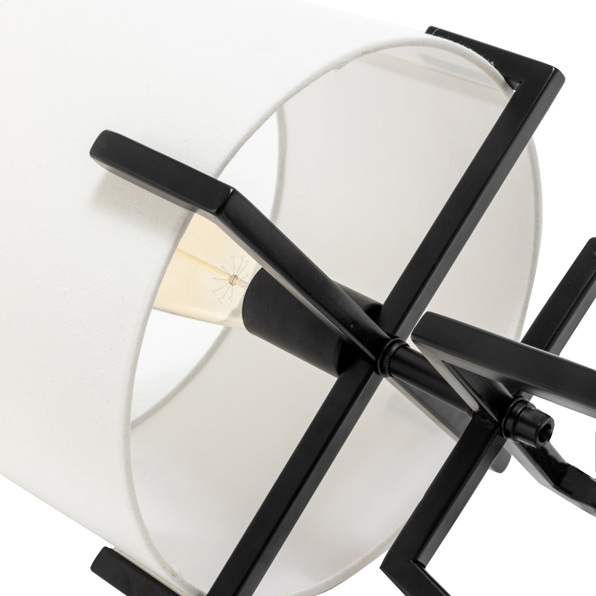 Modern Scandi Metal Dimmable Table Desk Lamp | Linen Shade | Matte Black