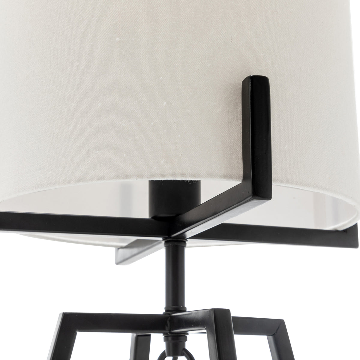 Modern Scandi Metal Dimmable Table Desk Lamp | Linen Shade | Matte Black